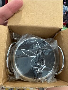PLAYBOY Black coasters Stainless Steel Bunny Logo